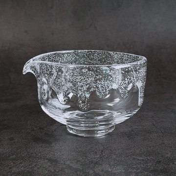 附傾倒口玻璃抹茶碗 抹茶碗 泡釉 可用熱水 附禮盒