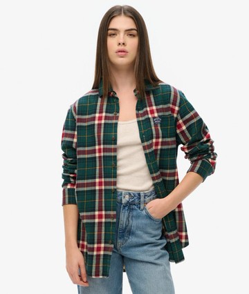 Superdry Women's Oversized Long Sleeve Cotton Lumberjack Shirt Green Size: Xxl