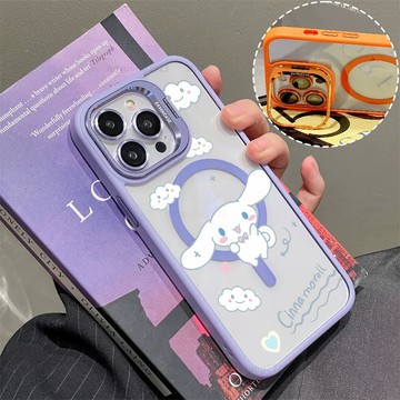 大耳兔玉桂狗磁吸手機殼 金屬鏡頭支架 保護殼 適用於iPhone 17 16 15 14 13 12 11 Max防摔殼