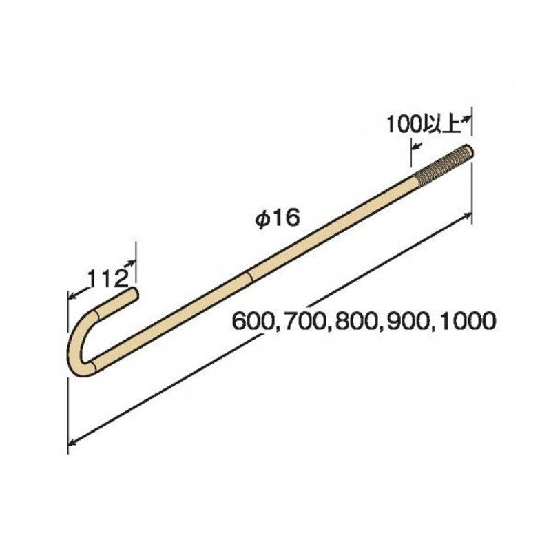 タナカ Zアンカーボルト M16 L＝800 AF3A8000 通販 LINEポイント最大0.5%GET LINEショッピング
