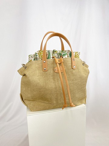 現貨+訂做 綻放兩用包 亞麻白天款