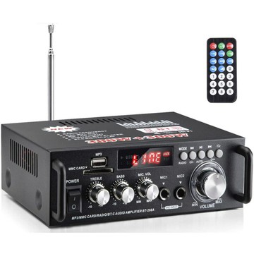 功放 擴大機 家庭劇院 卡拉OK K歌專用 BT-298A小型功放機插卡U盤收音直流12伏220V功放廠家批發