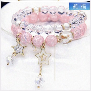 韓國小女孩兒童手鏈手環水晶女公主飾品寶寶手首飾小學生卡通手鏈