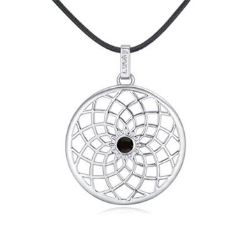 925純銀項鍊 鑲鑽吊墜-鏤空圓形個性百搭生日情人節禮物女飾品4色73ju19【獨家進口】【米蘭精品】