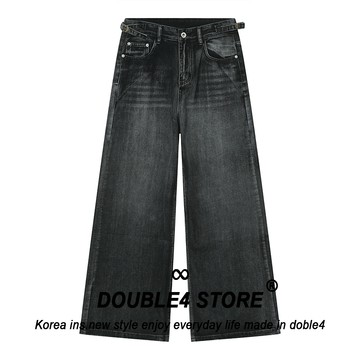 【DOUBLE4】刷色牛仔寬褲 大闊腿 韓系牛仔 挺版 多口袋 牛仔寬褲 擴腿牛仔 牛仔褲男 583