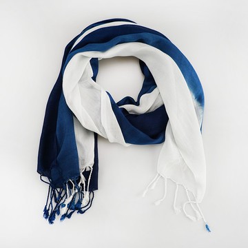 藍染棉巾(長流蘇)│台灣在地工藝家製造│母親節禮盒│聖誕禮物