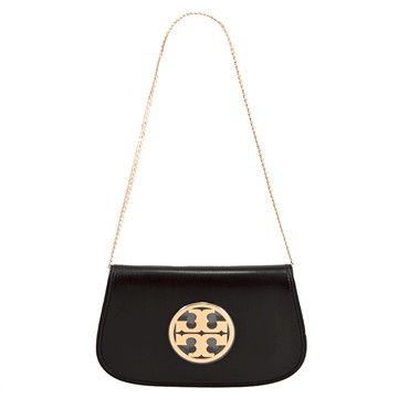 TORY BURCH 152250 Reva 金屬LOGO翻蓋單肩鍊包.黑