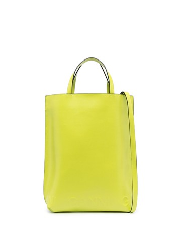 GANNI - medium Banner tote bag - women - Recycled Leather/Polyurethane/Cotton/Recycled Cotton - One Size - Green