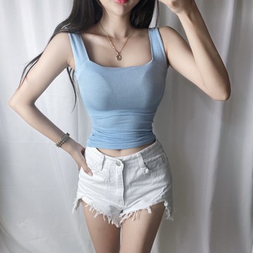 🇰🇷Korea韓國連線·正韓 百搭彈力粗肩帶背心 無袖背心 上衣 小可愛 方領 粗肩帶小可愛 百搭韓國代購 東大門