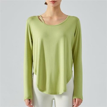 現貨+預購 女短袖運動服T恤瑜珈服親膚透氣速乾-長袖開叉寬鬆輕薄5色74ld38【獨家進口】【米蘭精品】