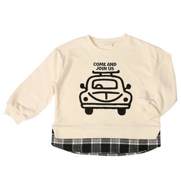 akachan honpo - 長袖休閒上衣-黑白圖案-象牙白色