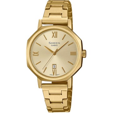 CASIO 卡西歐 SHEEN 八角形鍊帶女錶 SHE-4554G-9A
