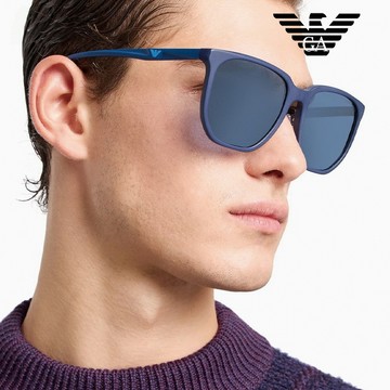 EMPORIO ARMANI 亞曼尼 亞洲版 時尚太陽眼鏡 EA4215D 508880 霧藍框深藍鏡片 公司貨