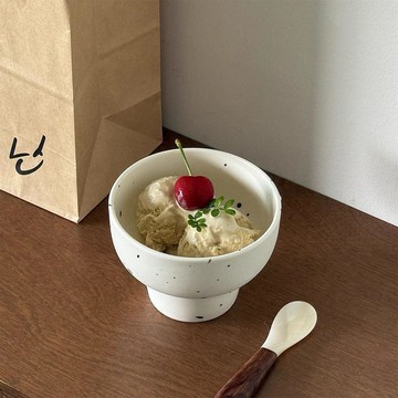 甜品杯 高顏值派對杯子 ins韓國創意甜品個性冰淇淋小碗陶瓷破墨點高腳碗雪糕酸奶水果杯 陶瓷杯 優格碗 杯子陶瓷 燕麥碗