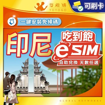 【悠遊購】印尼eSIM｜印尼網卡 esim印尼 吃到飽 高速上網 印尼上網 峇里島 esim 24H自助兌換快速發貨
