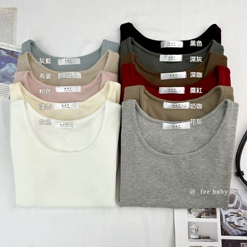 【Fee現貨11色】正韓圓領短版正肩上衣🔥圓領t恤 素面 t恤 素T 短版上衣 韓系穿搭 秋冬穿搭 GAT 韓國女裝