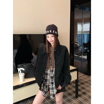 Muun Studio 復古鹿皮絨夾克長袖外套寬鬆設計感小眾翻領上衣