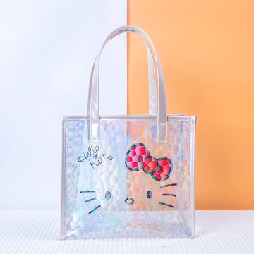 kitty手提袋 炫彩手提袋卡通HelloKitty防水大容量高顏值時尚學生兒童禮品袋子