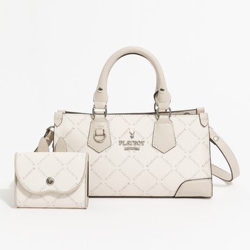 【官網獨家】PLAYBOY - 手提包附長背帶  Grey Day系列 - 灰色/551-0301-05-6