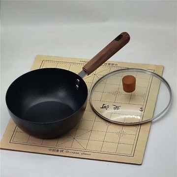 日式極鐵無涂層可愛小炒鍋迷你輔食湯奶鍋物理不粘煮面煎蛋油炸鍋