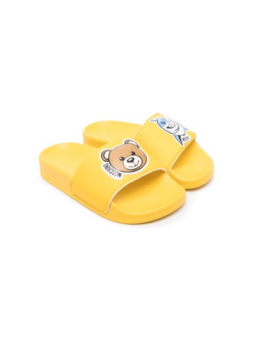 Moschino Kids - Teddy Bear motif slides - kids - Rubber/Rubber/Rubber - 30 - Yellow