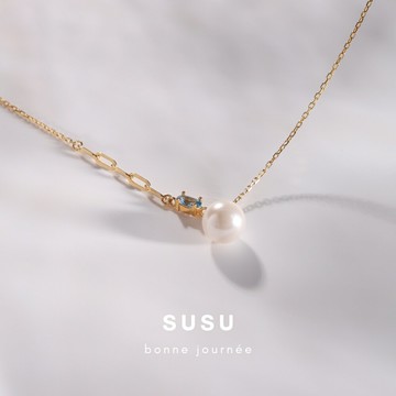SU SU︱藍鑽珍珠項鍊❤️事業 招財 人緣 工作 健康 紓壓 水晶 飾品 耳環 項鍊 手鍊 現貨 穿搭 百搭 時尚