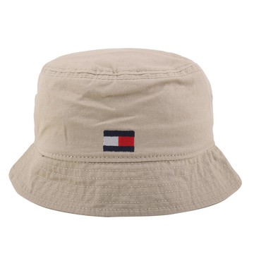 TOMMY HILFIGER-刺繡LOGO棉質中性漁夫帽(卡其色)L~XL