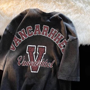 美式高街水洗復古重磅短袖t恤男士夏季寬松潮牌oversize半袖上衣