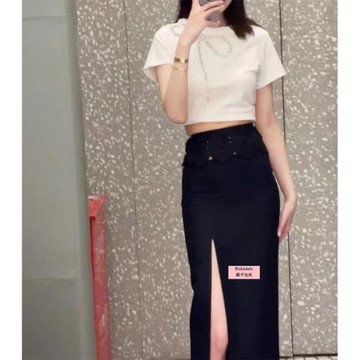 高端品質Ficklelady法式時尚新款氣質百搭開叉性感顯瘦花朵半身裙