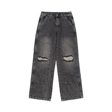 【今日爆品】Dickies男款淺灰丹寧純棉刷破雙膝設計寬鬆牛仔長褲|DK0A87U3L26