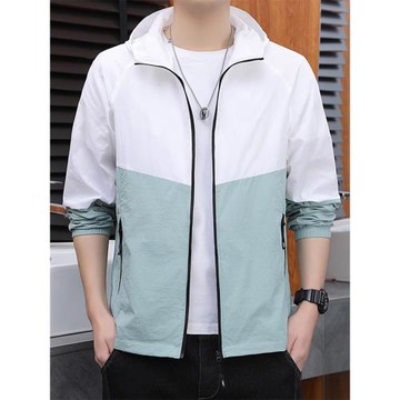 夏季冰絲薄款防曬衣男士潮牌連帽夾克外套戶外運動休閑速干防曬服