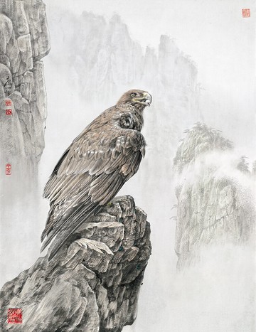 藝術微噴復制畫唐堅國畫走獸金雕棕熊工筆畫水墨畫臨摹畫稿裝飾畫