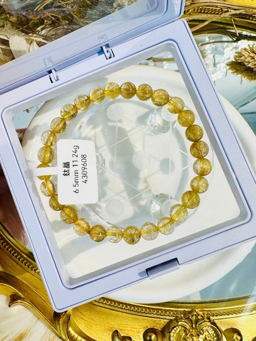 天然小珠黃金厚板鈦金鈦晶6.5mm11.24g旺事業避邪主招財陽氣旺