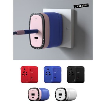 CASETiFY快速充電器手機充電插頭67W雙口兼容USB-C輕巧便攜PD快閃充氮化鎵適用蘋果16/ipad正品1/2m數據線15