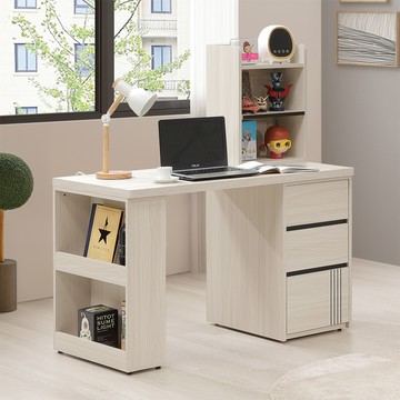 【Homelike】 喜家居4尺三抽書桌(含置物櫃)(2542)