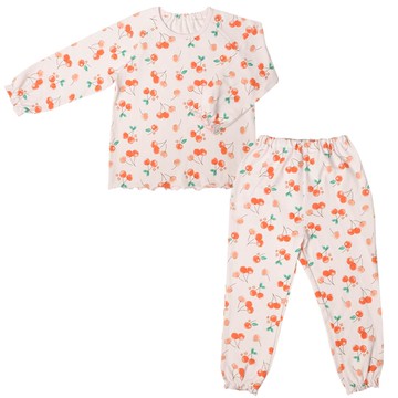 akachan honpo - 幫助睡眠長袖家居服-套頭式 櫻桃-粉紅色