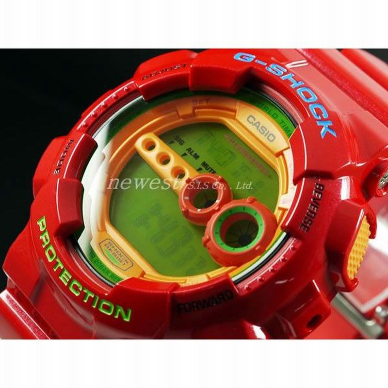 G Shockレッド&グリーンGD-100HC-4J