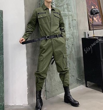 FINDSENSE品牌 韓國 2019 春季 新款 嘻哈 連體褲 INS 網紅復古 工裝 寬鬆 潮流 連體套裝 時尚