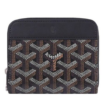 GOYARD Matignon PM 經典印花ㄇ字拉鍊零錢卡包/短夾.黑咖