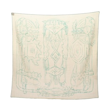 HERMES 愛馬仕 Brides Et Destin Esquisse 90 方巾 米色 羊絨 H394025S 【二手名牌BRAND OFF】