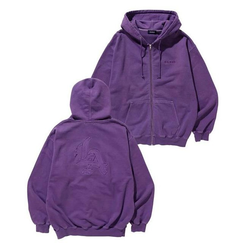 エクストララージ XLARGE PIGMENT DYED EMBOSS LOGO ZIP HOODED SWEAT