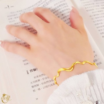 【晶曜珠寶】黃金手鍊 波光搖曳 固定手圍 2.03錢