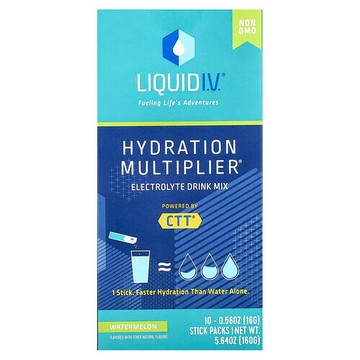 Liquid I.V., Hydration Multiplier，電解質混合飲品，西瓜味，10 個獨立包裝，每包 0.56 盎司（16 克）