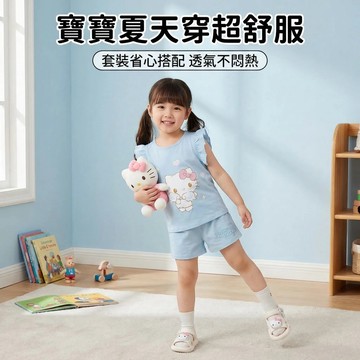Mimo⭐現貨🌈女童套裝 圓領T恤 短袖短褲 無袖背心 可愛甜美 星黛露 凱蒂貓 美樂蒂 女寶寶 兩件套套裝