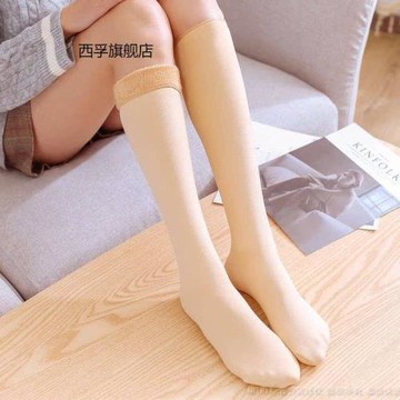 秋冬加絨加厚小腿襪雪地襪中筒襪長筒襪子女過膝保暖地板襪老人襪