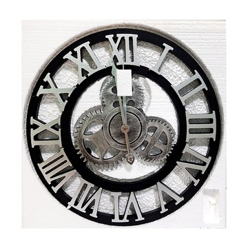 iINDOORS 工業風設計時鐘 銀色齒輪 直徑約40cm  銀色