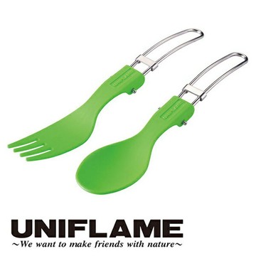 ├登山樂┤日本 UNIFLAME 摺疊湯叉組 綠色 # U668795