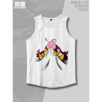 七龍珠動漫聯名悟空魔人布歐周邊無袖T恤潮牌背心男籃球訓練上衣