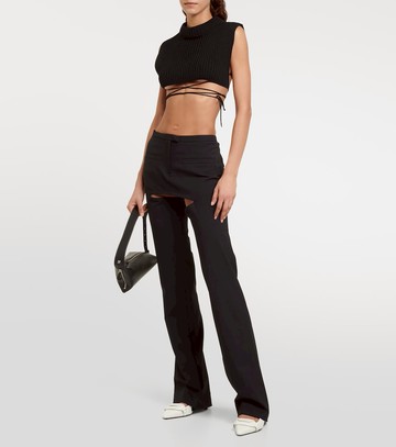 Courrèges Cutout wool-blend flared pants