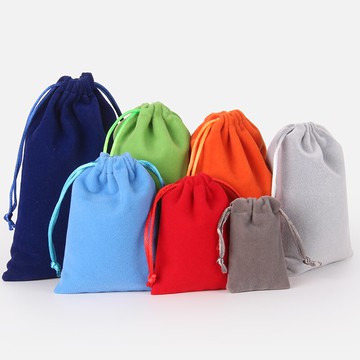 高檔莫凡長毛絨絨布袋束口禮品飾品訂制紗布底束口袋